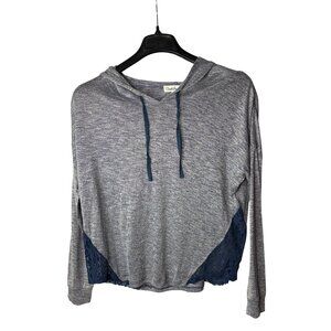 Cloud Chaser Womens Lightweight Semi Sheer Hoodie Hooded Pullover Top Size L